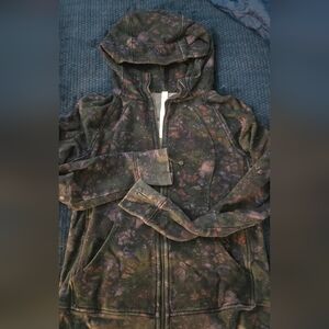 lululemon athletica Black Floral Tie-Dye Zip Hoodie